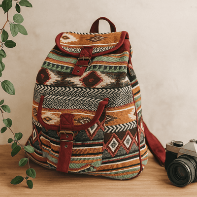 Boho Jacquard Backpack - Chocolate - SHAMTAM.COM