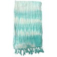 Boho Linen - Blend Turquoise Tie - Dye Long Tassel Scarf - SHAMTAM.COM