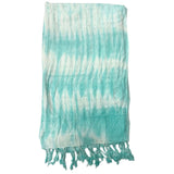 Boho Linen - Blend Turquoise Tie - Dye Long Tassel Scarf - SHAMTAM.COM