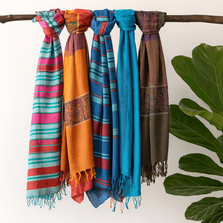 Boho Scarf Cotton Assorted Blues 28x72cm Indian - SHAMTAM.COM