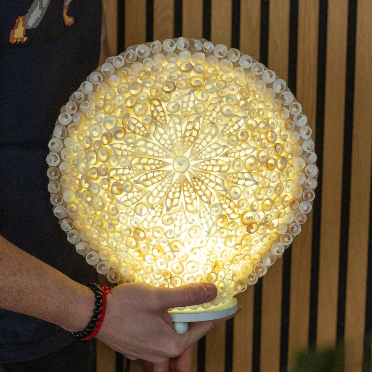 Boho Sea Shell Lamp - Cut Art Shell Large Round - 30cm - SHAMTAM.COM