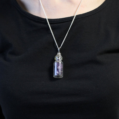 Amethyst Bottle Necklace - Gemstones Crystals - SHAMTAM.COM