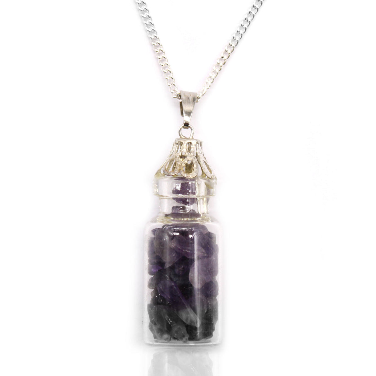 Amethyst Bottle Necklace - Gemstones Crystals - SHAMTAM.COM