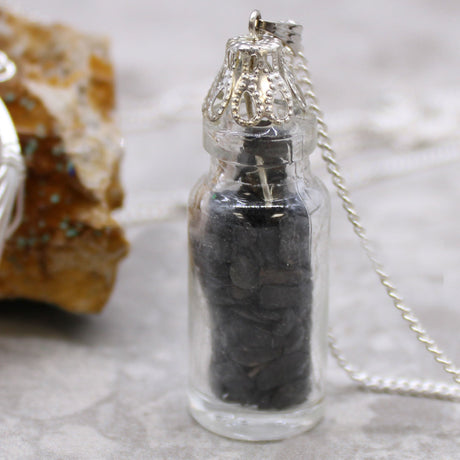 Black Onyx Bottle Necklace - Gemstones Crystals - SHAMTAM.COM