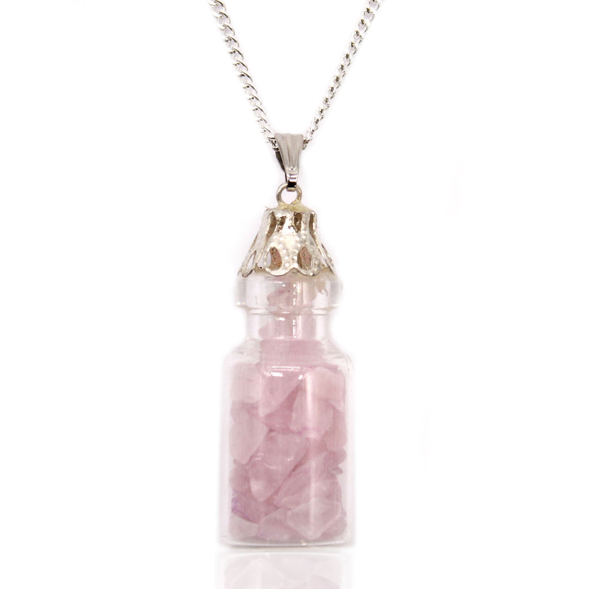 Rose Quartz Bottle Necklace - Gemstones Crystals - SHAMTAM.COM