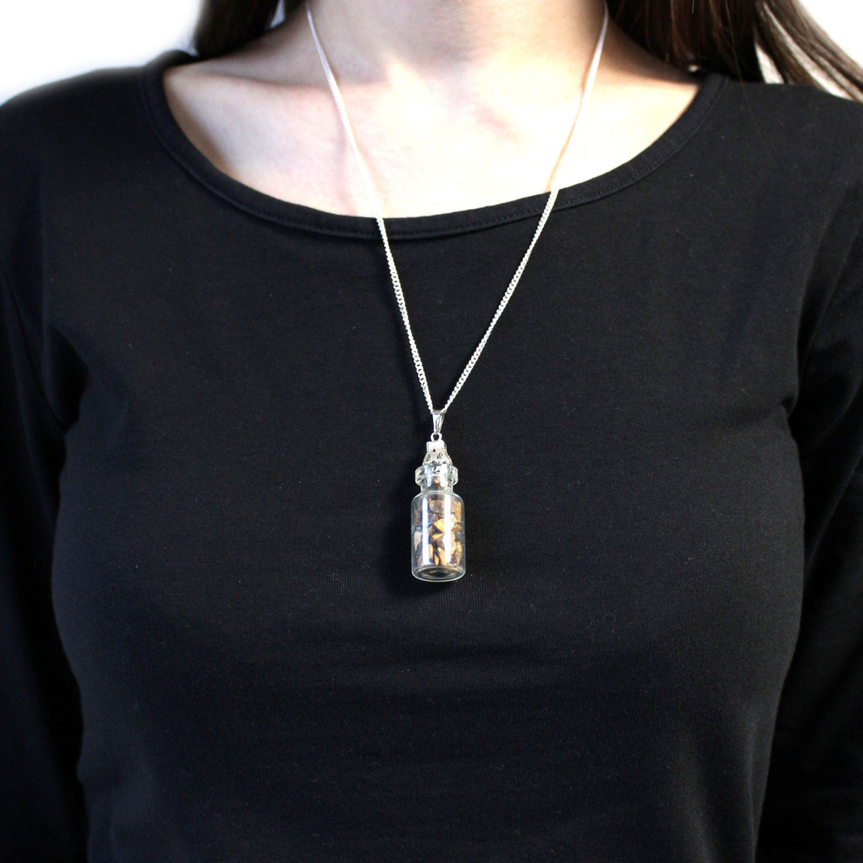 Tiger Eye Bottle Necklace - Gemstones Crystals - SHAMTAM.COM