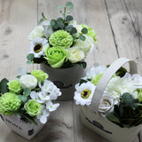 Soap Flowers Bouquet Petite Basket - Pastel Green - SHAMTAM.COM