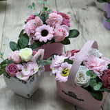 Soap Flowers Bouquet Petite Basket - Peaceful Pink - SHAMTAM.COM