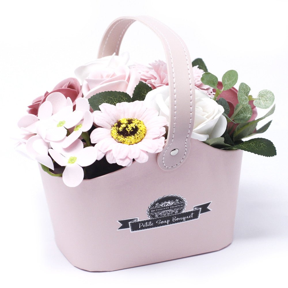 Soap Flowers Bouquet Petite Basket - Peaceful Pink - SHAMTAM.COM