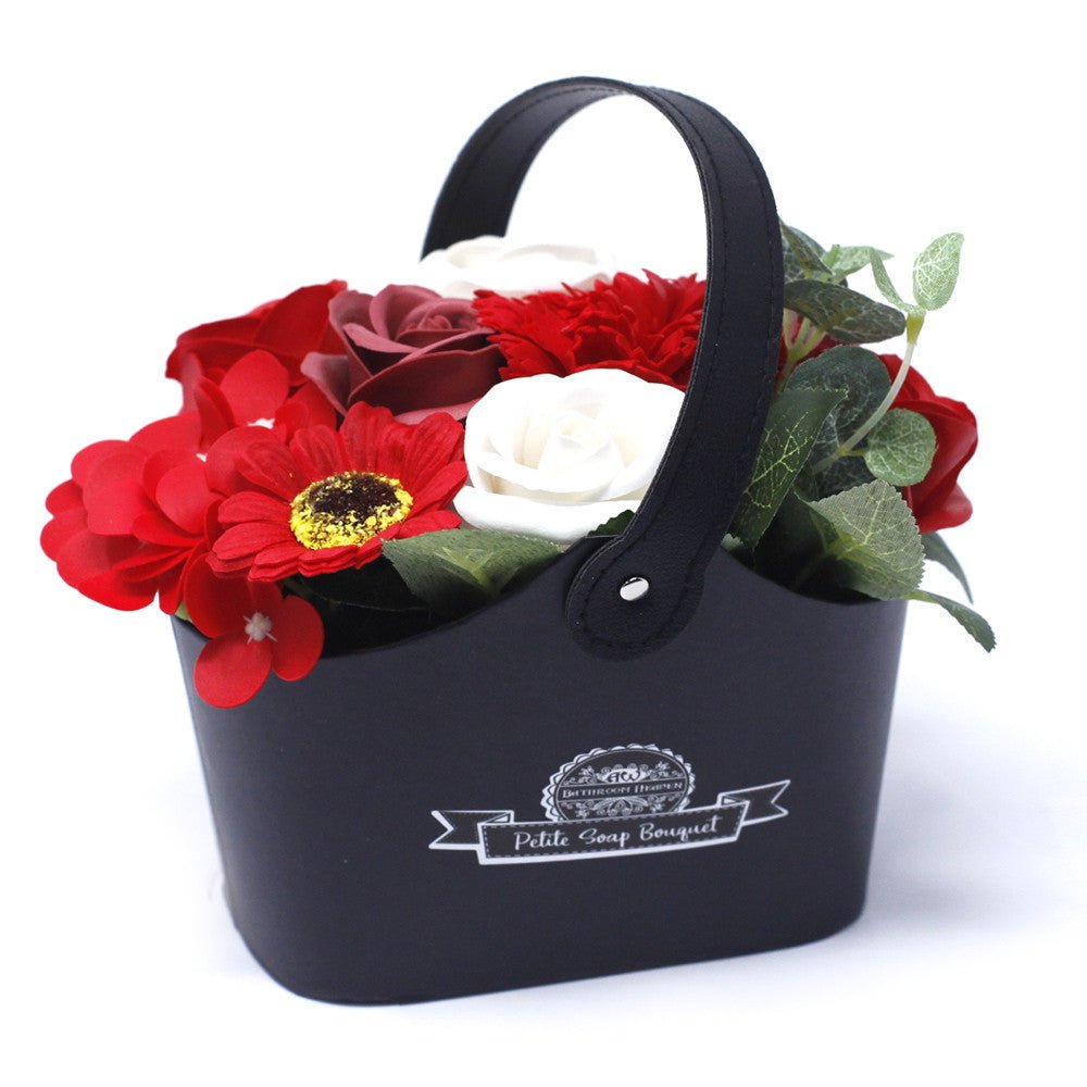 Soap Flowers Bouquet Petite Basket - Rich Reds - SHAMTAM.COM