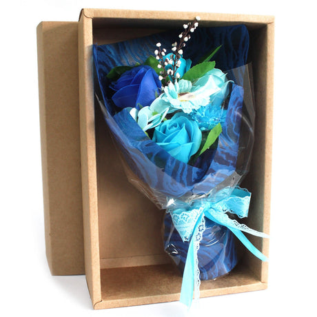 Boxed Hand Soap Flower Bouquet - Blue - SHAMTAM.COM