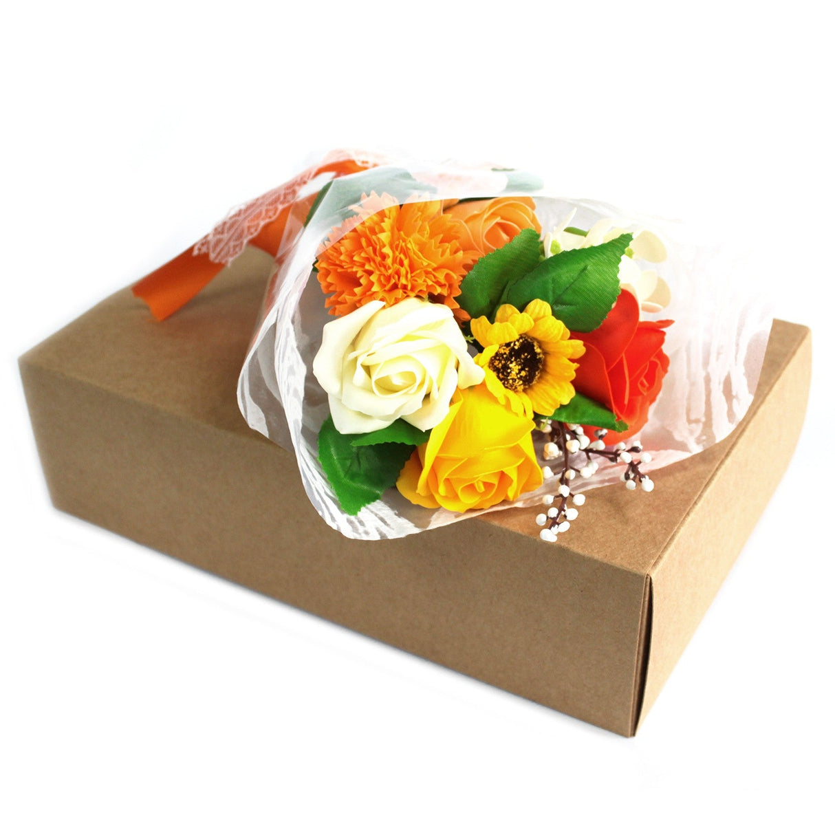 Boxed Hand Soap Flower Bouquet - Orange - SHAMTAM.COM