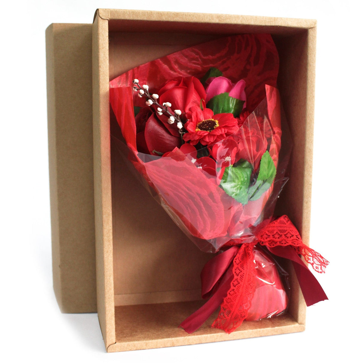 Boxed Hand Soap Flower Bouquet - Red - SHAMTAM.COM