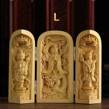 Boxwood Carving Buddha Statue - SHAMTAM