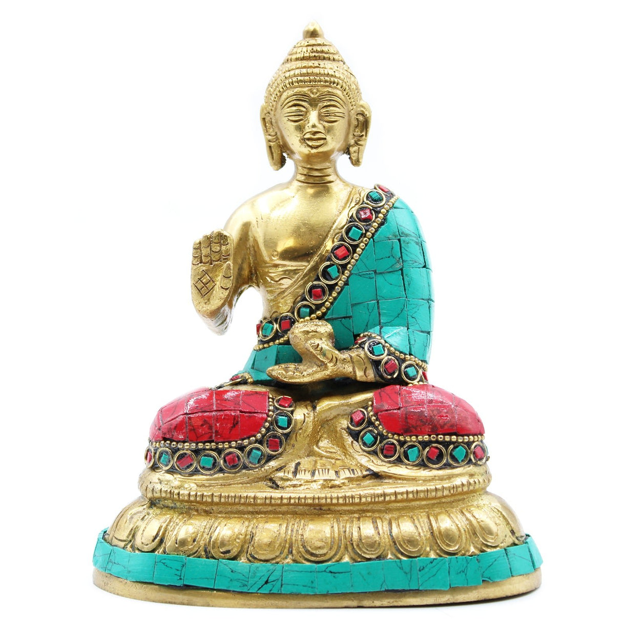 Brass Buddha Figure - Blessing - 15cm - SHAMTAM.COM