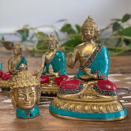 Brass Buddha Figure - Blessing - 15cm - SHAMTAM.COM