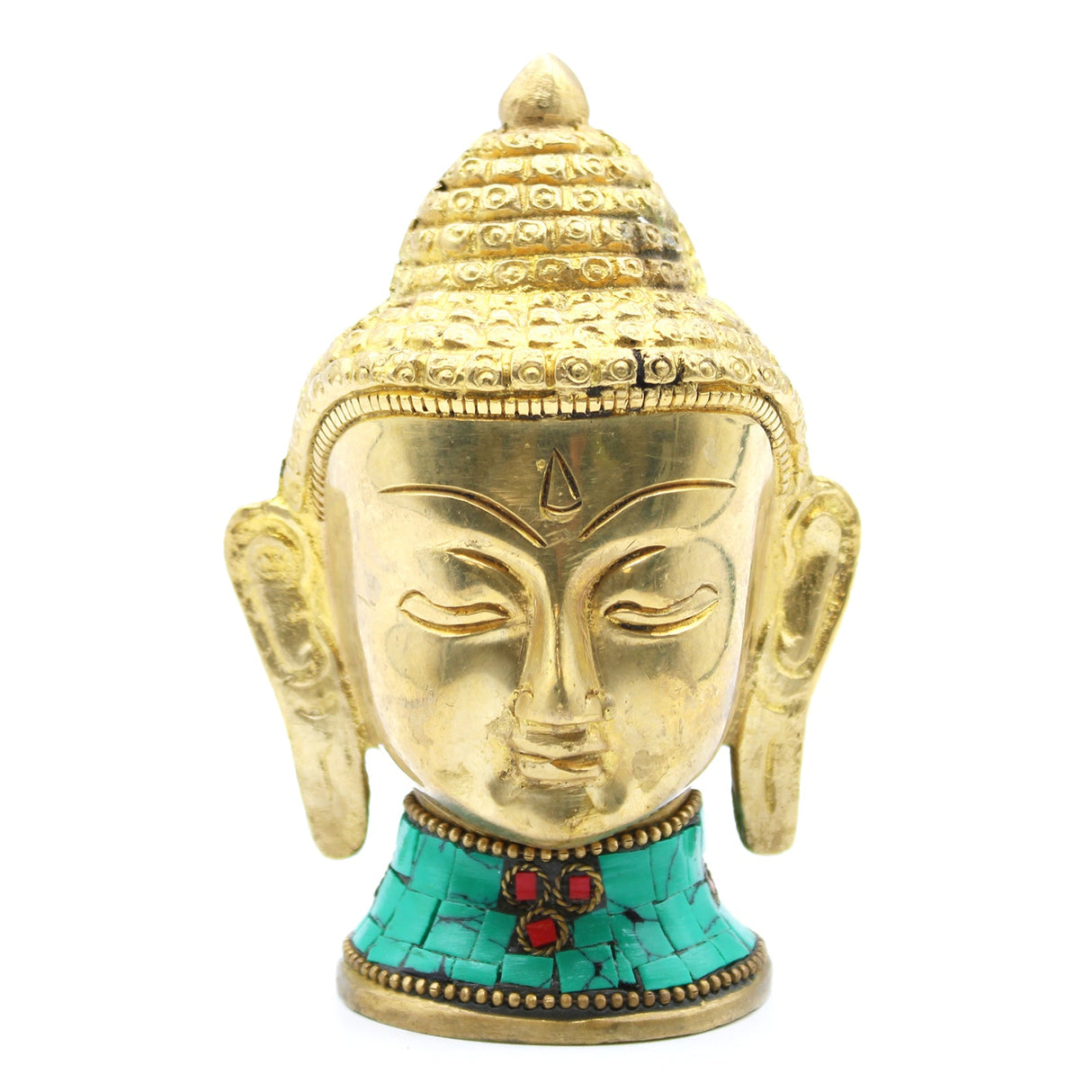 Brass Buddha Figure - Lrg Head - 11.5 cm - SHAMTAM.COM