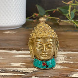 Brass Buddha Figure - Med Head - 8 cm - SHAMTAM.COM