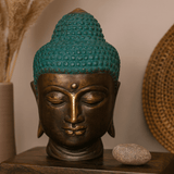 Brass Buddha Head Statue Large - SHAMTAM.COM