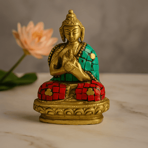 Brass Buddha Statue Blessing Pose 7.5 cm - SHAMTAM.COM