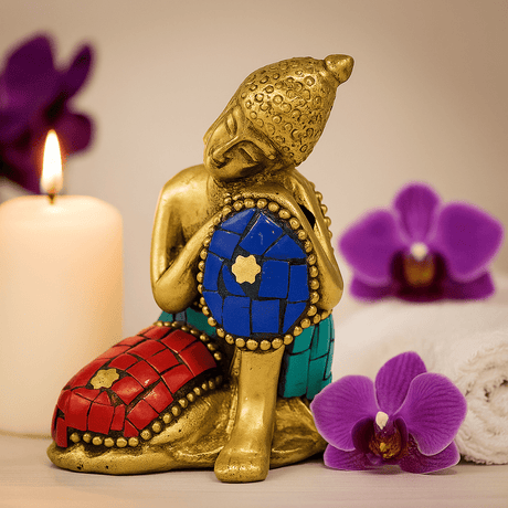 Brass Buddha Statue Thinking 6.5 cm - SHAMTAM.COM