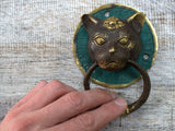 Brass Door Knocker - Cats Head - SHAMTAM.COM