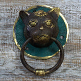 Brass Door Knocker - Cats Head - SHAMTAM.COM