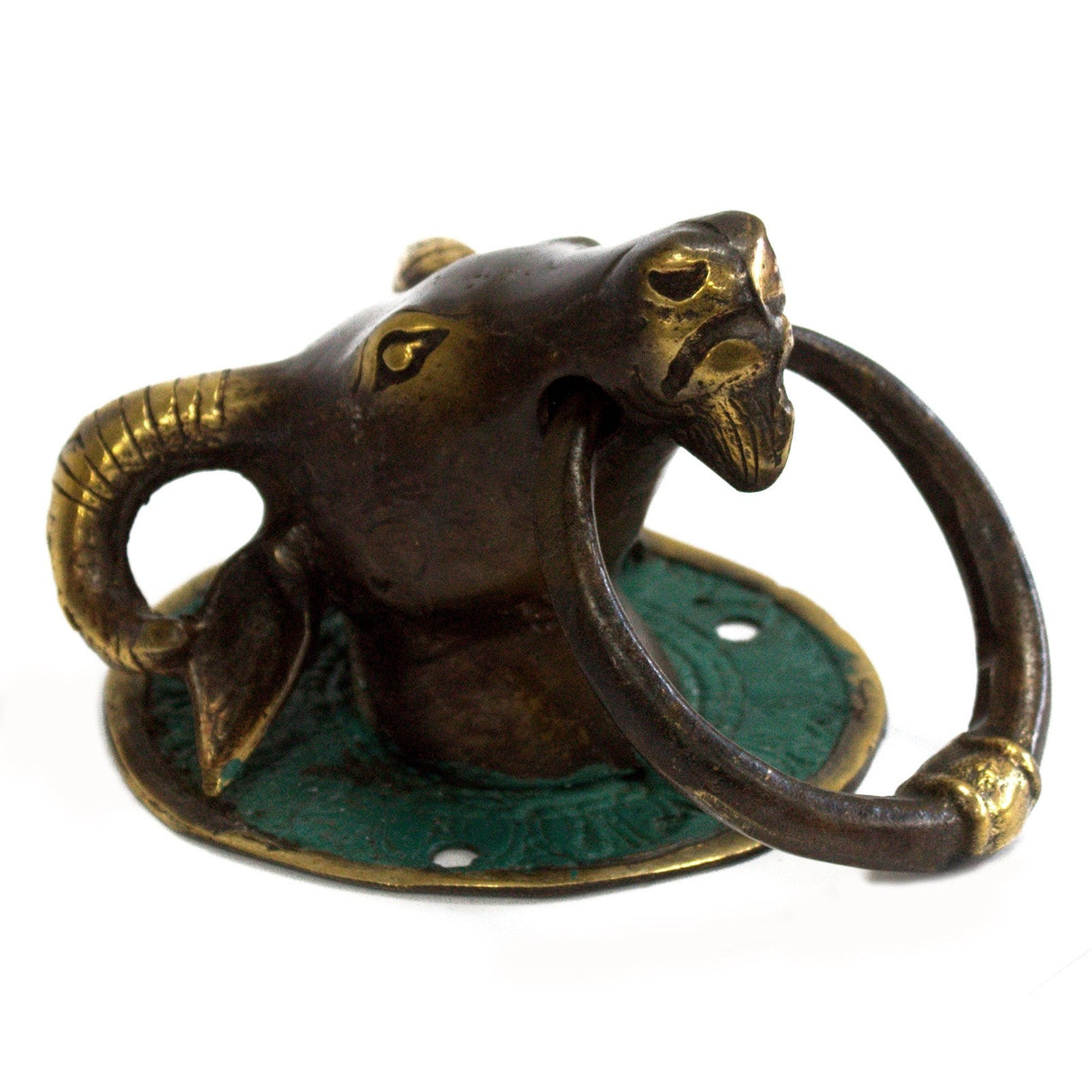 Brass Door Knocker - Rams Head - SHAMTAM.COM