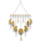 Enchanting Brass Moon Phase Wind Chimes - Handcrafted Indian Celestial Decor for Relaxation & Mindfulness - SHAMTAM.COM
