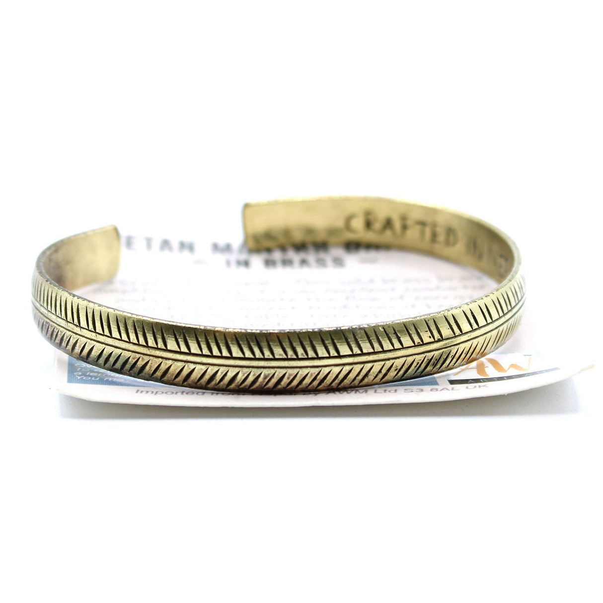 Brass Tibetan Bracelet - Slim Tribal Leaf - SHAMTAM.COM