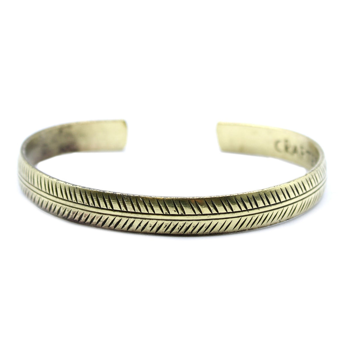 Brass Tibetan Bracelet - Slim Tribal Leaf - SHAMTAM.COM