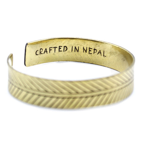 Brass Tibetan Bracelet - Wide Tribal Leaf - SHAMTAM.COM