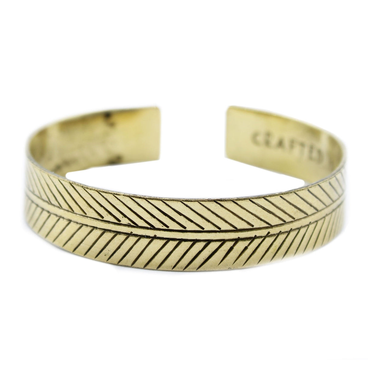 Brass Tibetan Bracelet - Wide Tribal Leaf - SHAMTAM.COM