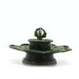 Brass Verdigris Tibetan Cone & Incense Holder - Eight Symbols - SHAMTAM.COM