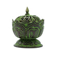 Brass Verdigris Tibetan Incense Burner - Small Lotus - SHAMTAM.COM