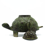 Brass Verdigris Tibetan Turtle Incense Holder - Lrg - SHAMTAM.COM