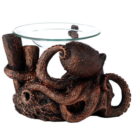 Oil Burner Wax Burner Bronze Octopus with Glass Dish - SHAMTAM.COM