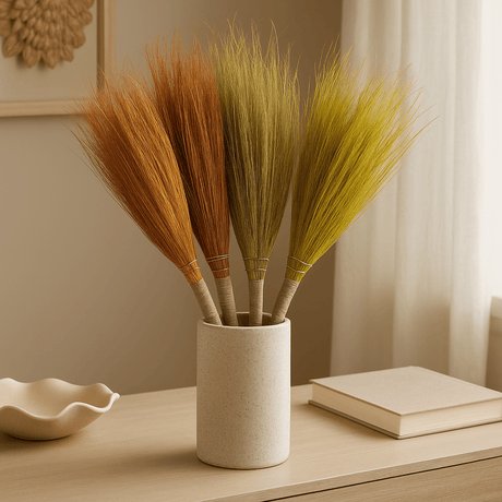Broom Set of 4 Long Natural Colours Pampus - SHAMTAM.COM