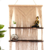 Brown Macrame Hanging Shelves - Brown - SHAMTAM.COM