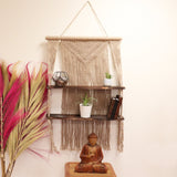 Brown Macrame Hanging Shelves - Brown - SHAMTAM.COM