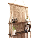 Brown Macrame Hanging Shelves - Brown - SHAMTAM.COM