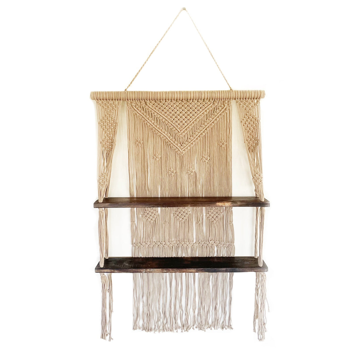 Brown Macrame Hanging Shelves - Brown - SHAMTAM.COM