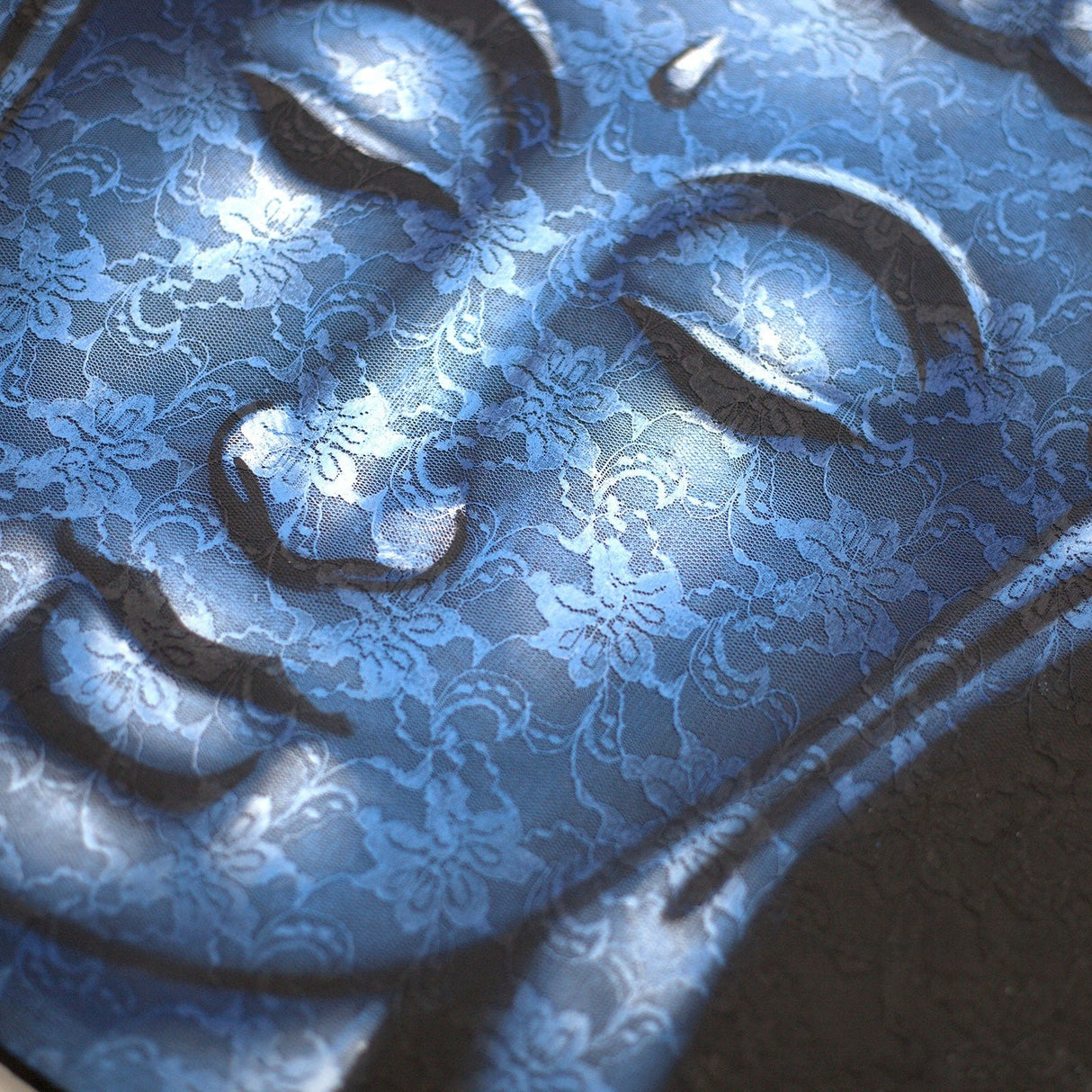 Buddha Painting - Blue Brocade Detail - SHAMTAM.COM