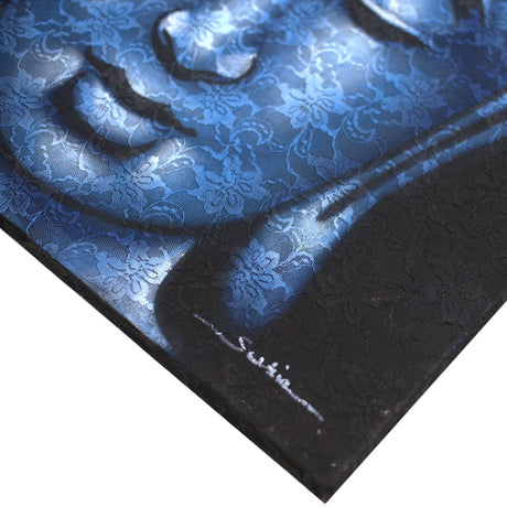 Buddha Painting - Blue Brocade Detail - SHAMTAM.COM