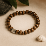 Buddha Beaded Stretch Bracelet, Brown - SHAMTAM.COM