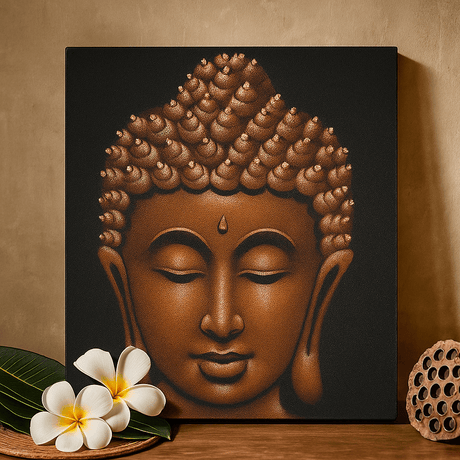 Buddha Canvas Painting Copper Sand Finish - SHAMTAM.COM