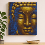 Buddha Canvas Wall Art - Gold Face Lotus Flower - SHAMTAM.COM