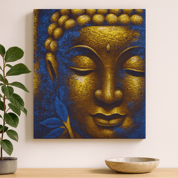 Buddha Canvas Wall Art – Gold Face Lotus Flower
