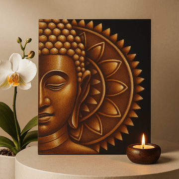 Buddha Canvas Wall Art Gold Mandala 60x80cm