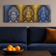 Buddha Canvas Wall Art, Three Heads Gold Detail - SHAMTAM.COM
